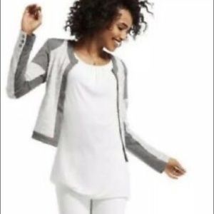 CAbi Cropped Jacket Gray and Cream Style # 211